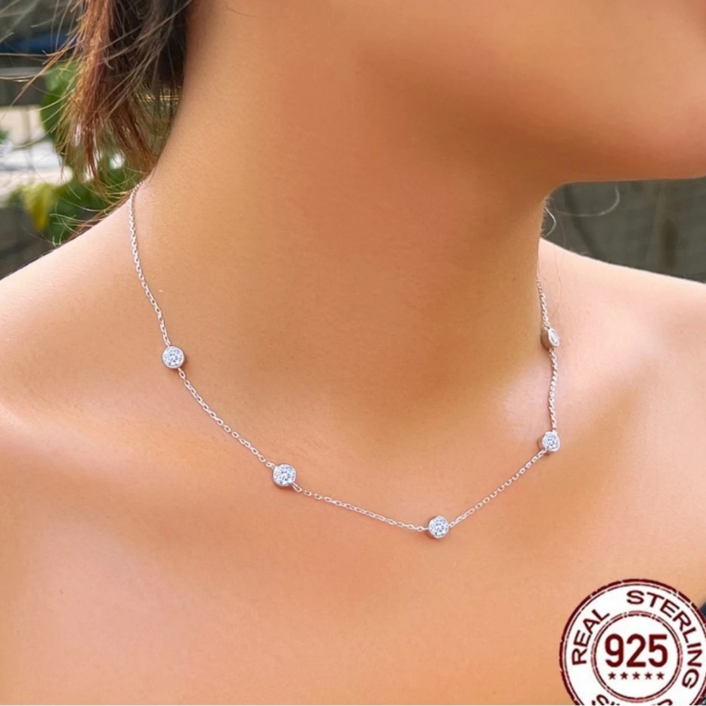 Gorgeous 925 Sterling Silver Stacked Round Chain Necklace